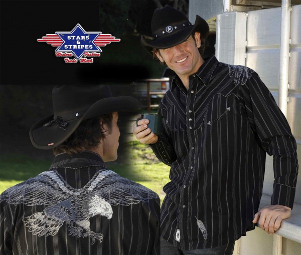 Stars & Stripes Herren-Westernhemd White Eagle, langarm