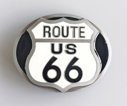 Herren-Westerngürtelschnalle, Route 66