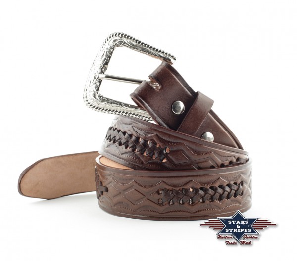 Stars & Stripes Damen- und Herrenwesterngürtel braun
